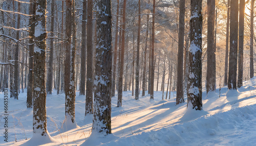 winter forest shining in the late afternoon sunset © Nicolas