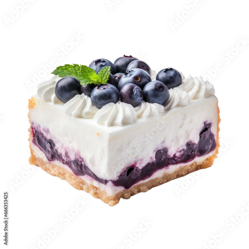 Blueberry cheesecake isolated on transparent background transparency 