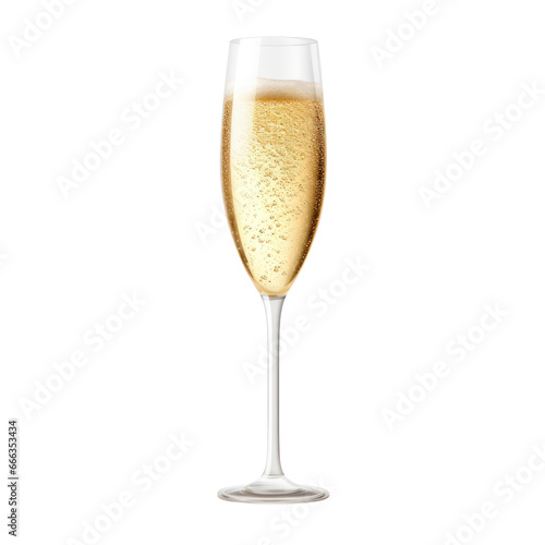 Glass of champagne isolated on transparent background,transparency 