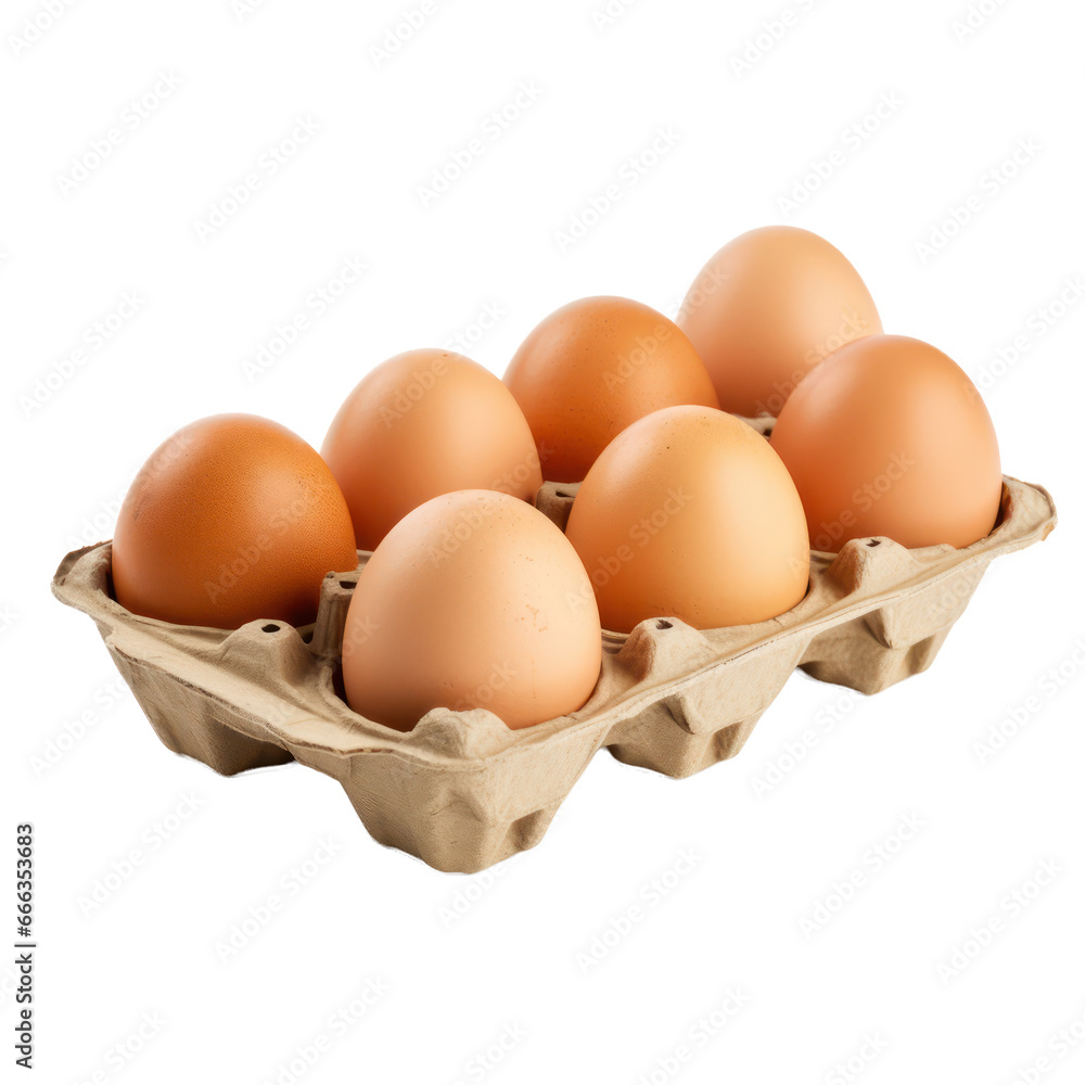 Eggs in carton box isolated on transparent background,transparency 