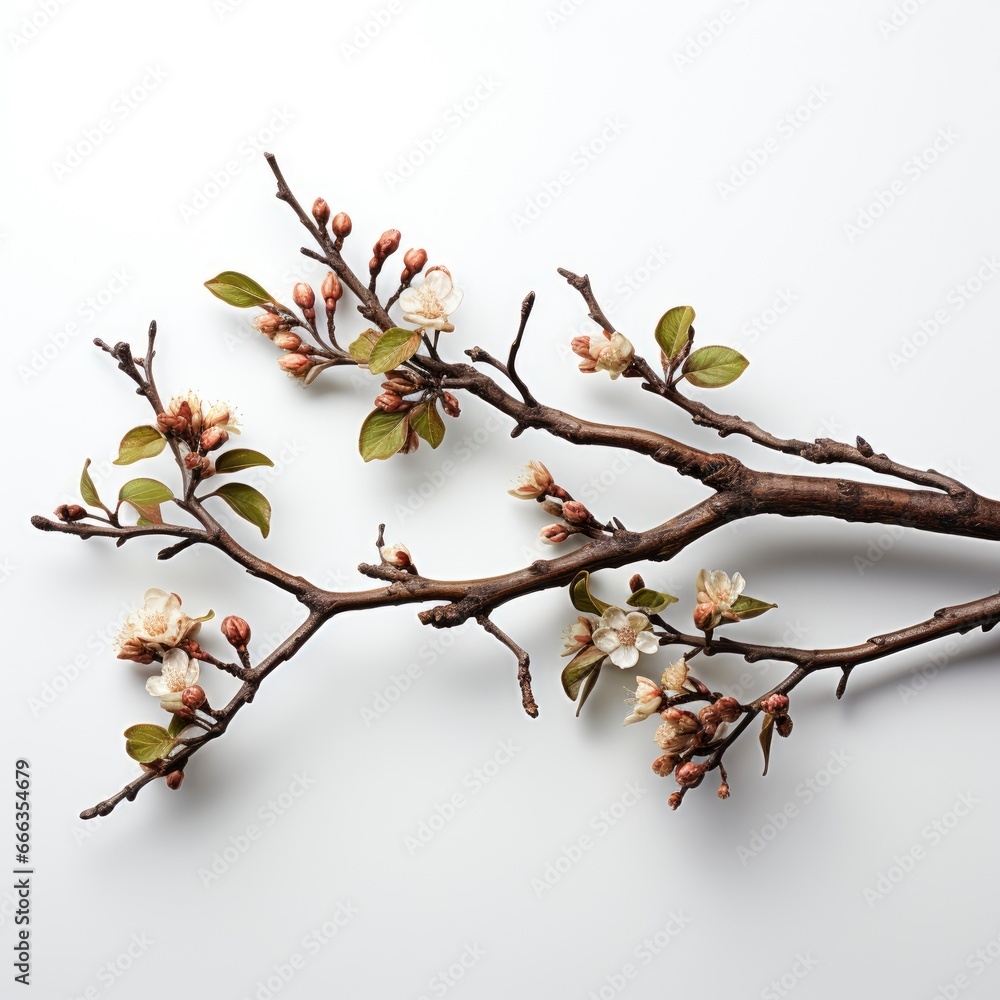 Branch Tree With Buds Isolated White Background, Hd , On White Background 