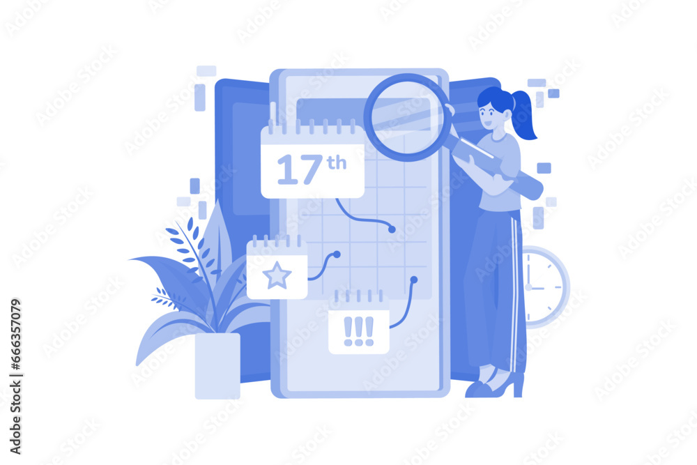 Woman looking at the appointment Woman looking at the appointment