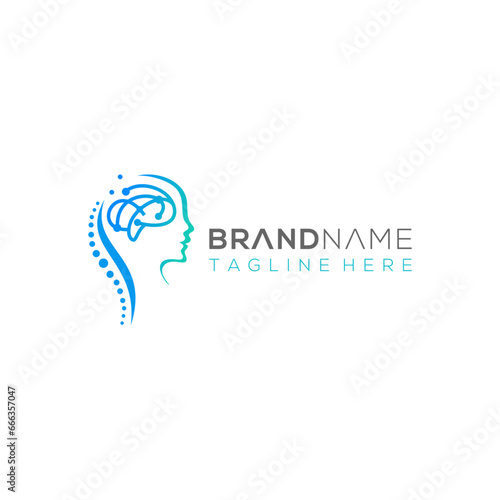 Creative Modern brain and spine logo design template