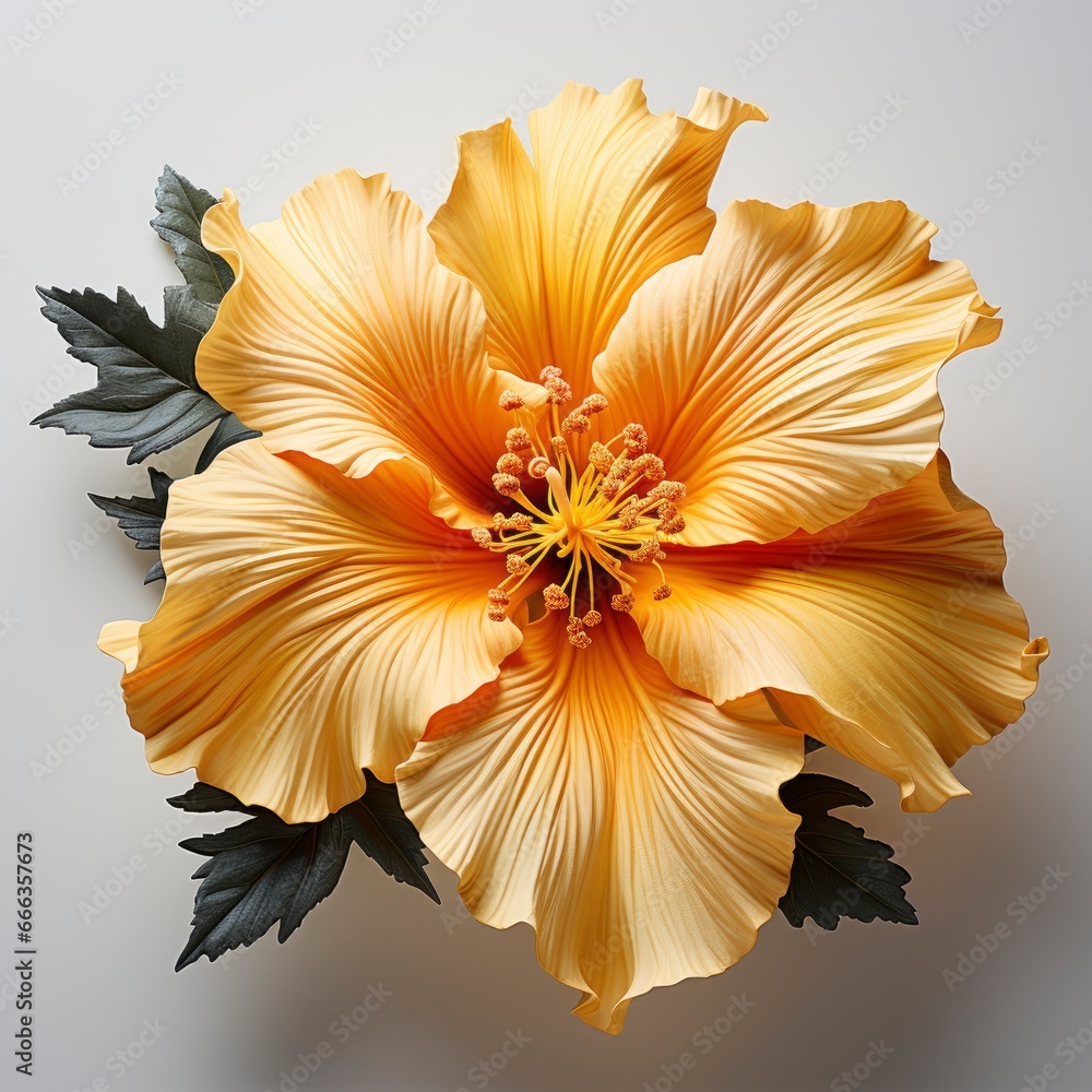 Flower With Yellow Petals That Says Hibiscus, Hd , On White Background 