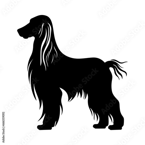Afghan Hound Dog Vector Silhouettes  Generative AI.