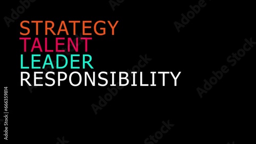  strategy talent leadership responsibility motivational text animation