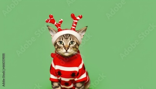 dog and cat animal wearing santa claus hat casual. christmas celebration