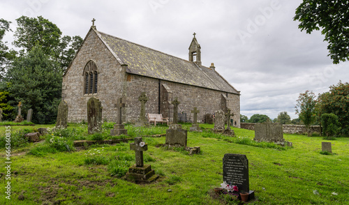 view of St. Oswald's Church at Heavenfield, Northumberland, UK