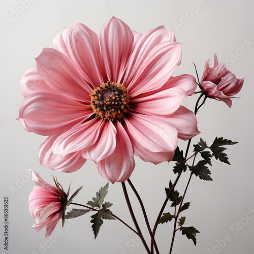 Pink Flower With Green Stem White Backgroundphotor  Hd   On White Background 