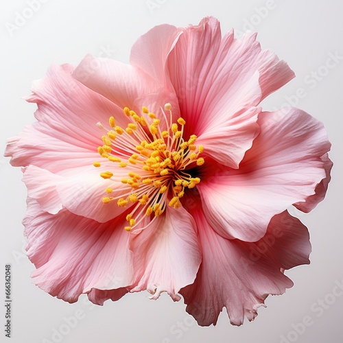 Pink Flower With Yellow Stamens Yellow Centerphoto  Hd   On White Background 