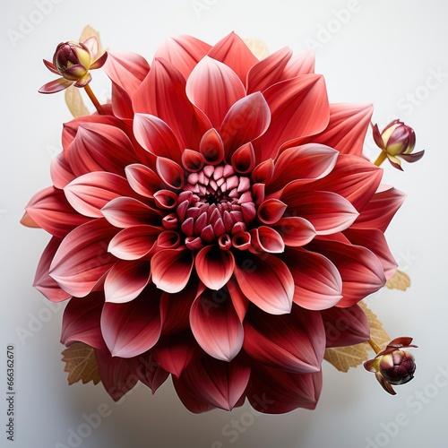 Red Flower With Yellow Red Petalsphotorealistic   Hd   On White Background 
