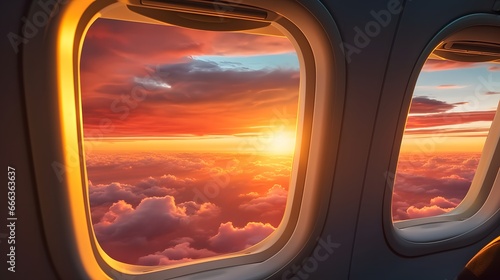 sunset view from airplane window ai generated art