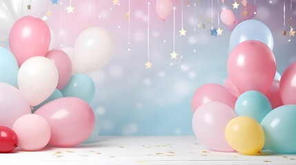 Colorful balloons decoration for birthday celebrations.