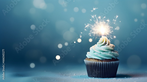 Small birthday cake with sparkle photo