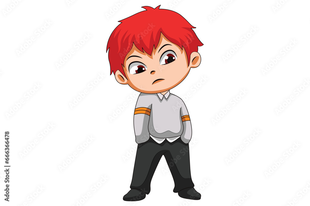 Cute Little Cool Boy Character Design Illustration