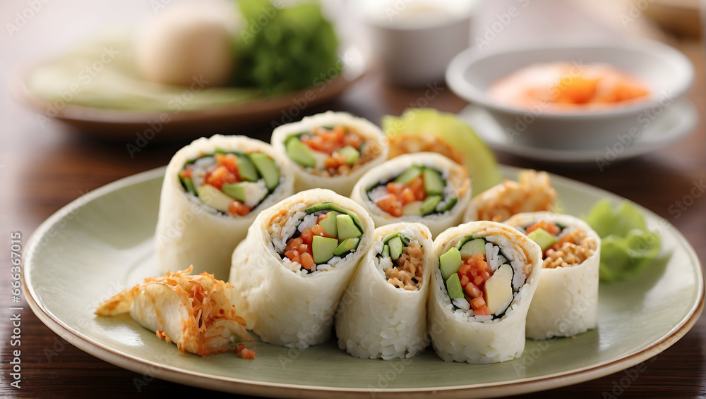 sushi rolls with wasabi 