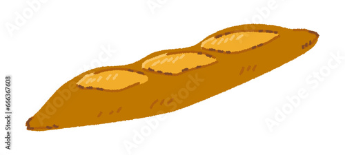 フランスパン・バゲットの手書きベクターイラスト／食べ物・炭水化物・パン
