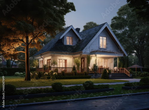 Lovely home exterior at nighttime
