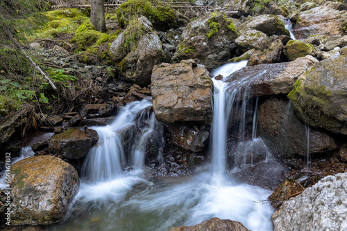 Kaskaden am Bach bei Pufels, Bula, unter der Seiser Alm, Südtirol, Italien