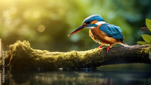 Kingfisher on the branch. Generative AI