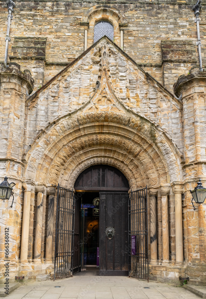 entrance to Durham Cathedral, Durham, UK