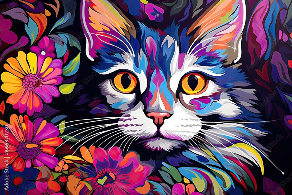 Colorful Artistic Background Cat Wallpaper: Stunning Feline-Inspired Background for a Vibrant Desktop