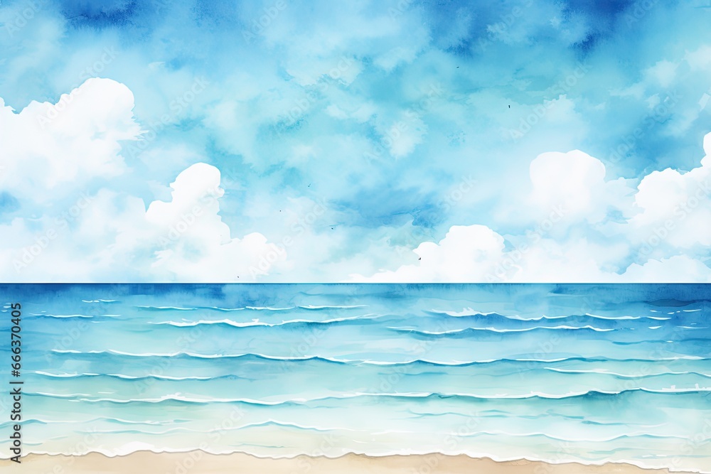 Delicate Watercolor Beach Background Wallpaper: Captivating Coastal Beauty