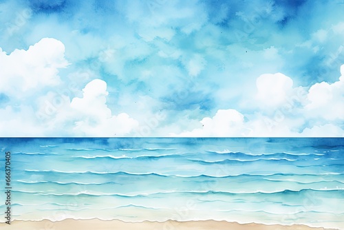 Delicate Watercolor Beach Background Wallpaper: Captivating Coastal Beauty