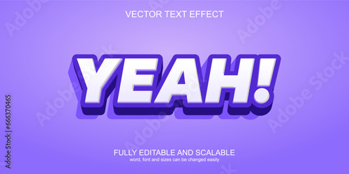 3d text effect yeah purple vector