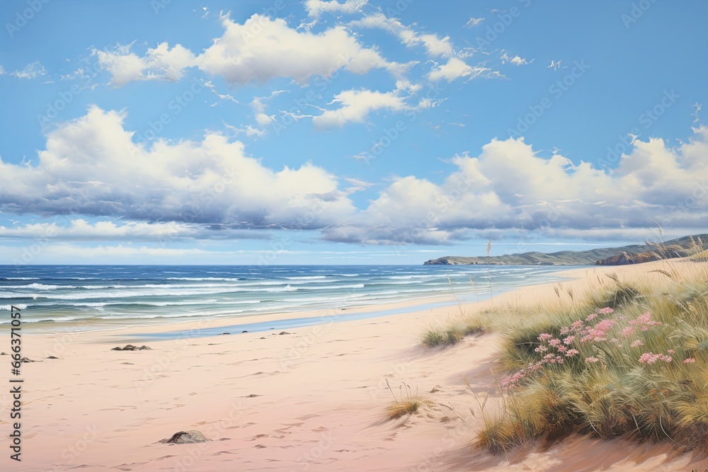 Soft Sand Beach Landscape: Captivating Views of Beach with Serene Sands Soft Sand Beach Landscape: Captivating Views of Beach with Serene Sands