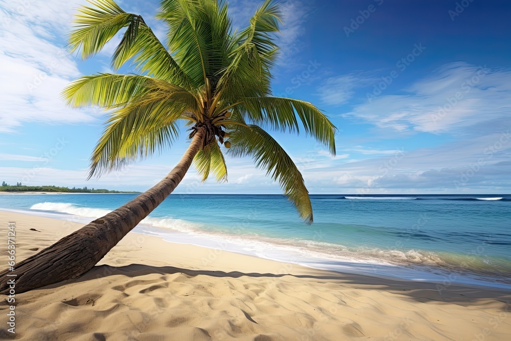 Fototapeta premium Beach Palm Tree - Stunning Beach Photo Perfect for Tropical Vibe