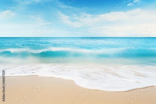 Soft Wave of Blue Ocean on Sandy Beach Background: Captivating Beach Landscapes in Stunning Imagery