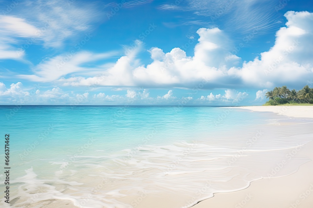 Empty Tropical Beach and Seascape - Captivating Beach Photo Glimpsing a Deserted Paradise