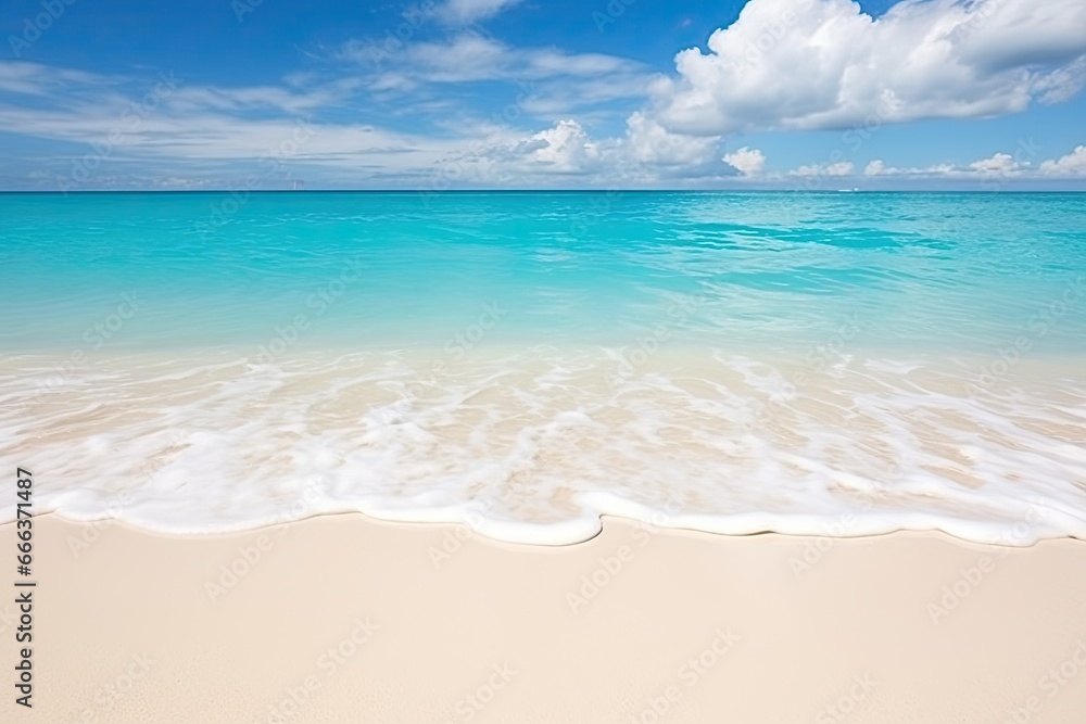 Panoramic View: Stunning White Sand Beach and Turquoise Water Photo