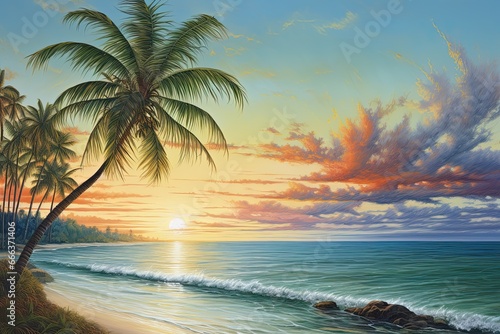 Beach Palm Tree Panoramic Landscape     Stunning Beach Views with Majestic Palm Trees