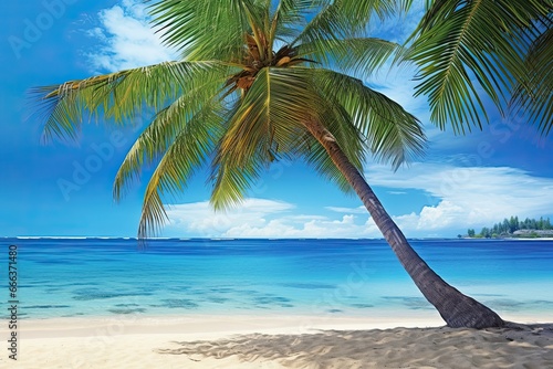 Beach Palm Tree: Vacation Travel Holiday Beach Banner Image - Stunning Tropical Scene for a Perfect Getaway