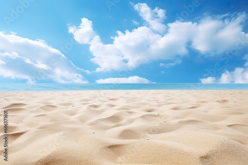 Closeup of Sandy Beach and Blue Summer Sky  A Stunning Beach Scene Captured in Exquisite Detail