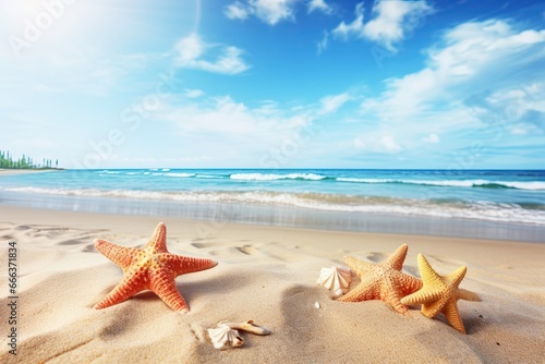 Beach Sea Holiday: Summer Beach Background - Picturesque Waves and Sunny Skies