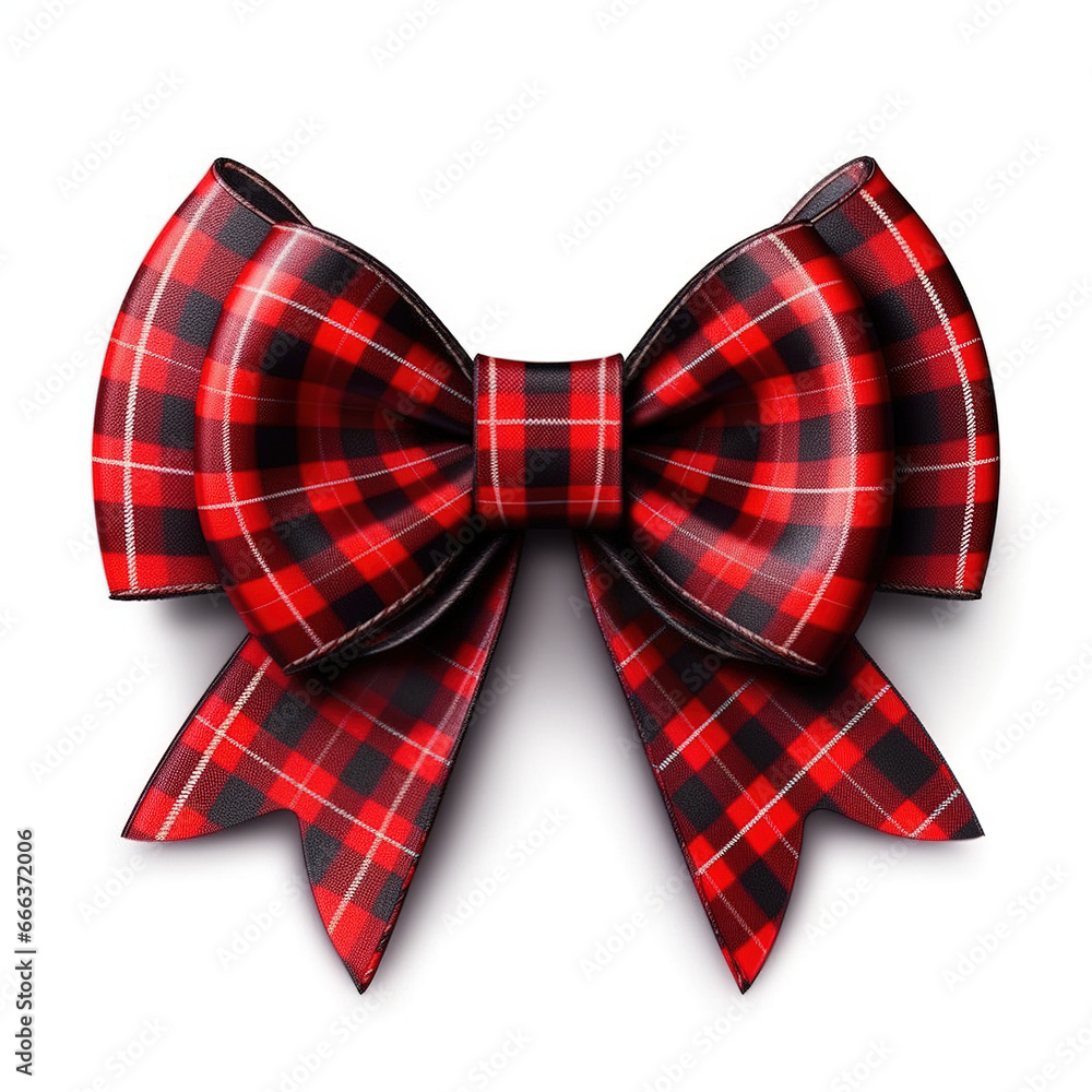 Traditional Plaid Ribbon Art Isolated on White Background Traditional Plaid Ribbon Art Isolated on White Background