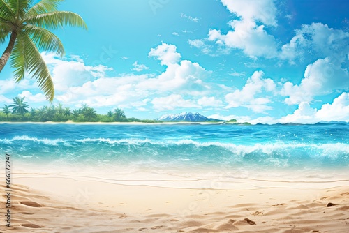 Beach Theme Background: Inspire Tropical Beach Seascape Horizon - Stunning Digital Image