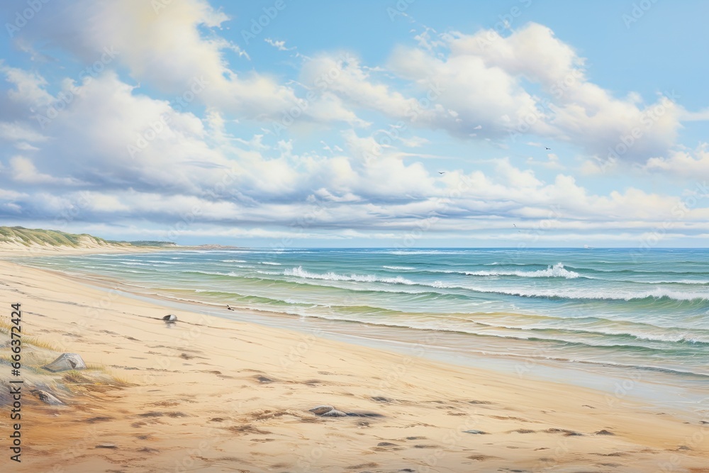 Soft Sand Beach: Breathtaking Beach View Captured in Digital Image Soft Sand Beach: Breathtaking Beach View Captured in Digital Image