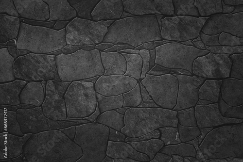 black stone wall pattern background, dark old, grunge rough rock texture effect, decoration interior wallpaper, 