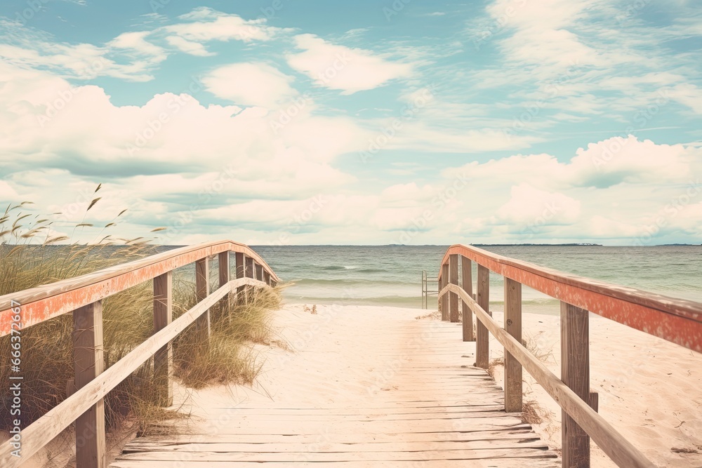Vintage Tone Filter Beach: Stunning Beach Bridges with a Touch of Retro Charm