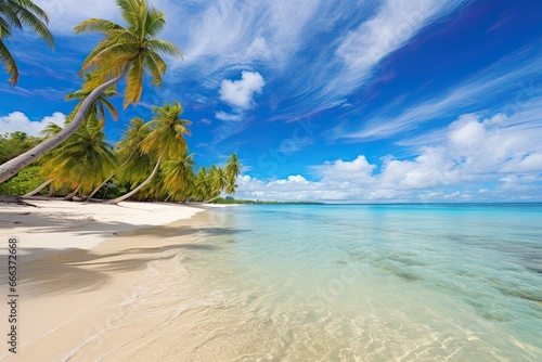 Beach with Shower  Tropical Paradise with White Sand and Coco Palms - A Picture Perfect Escape