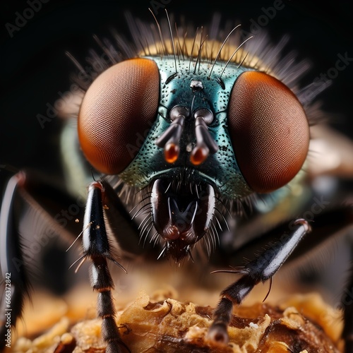 a close up of a fly with big eyes