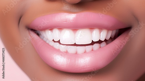 a close up of a woman s smile with white teeth