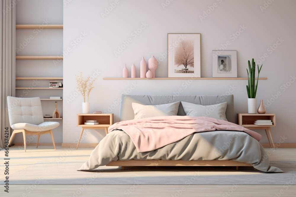 A luxurious and spacious bedroom model for game asset