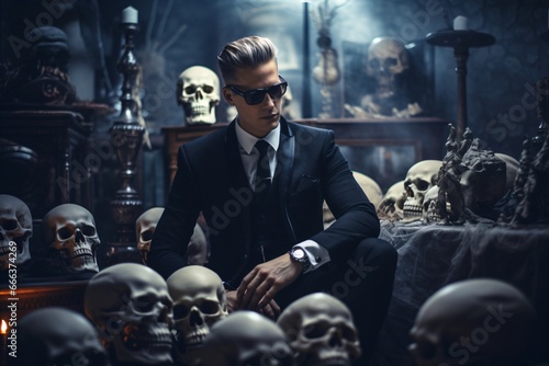 A person playing with skulls and performing black magic © Tarun
