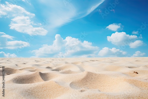Closeup Beach Landscape  Sand on Beach and Blue Summer Sky - Stunning Digital Image