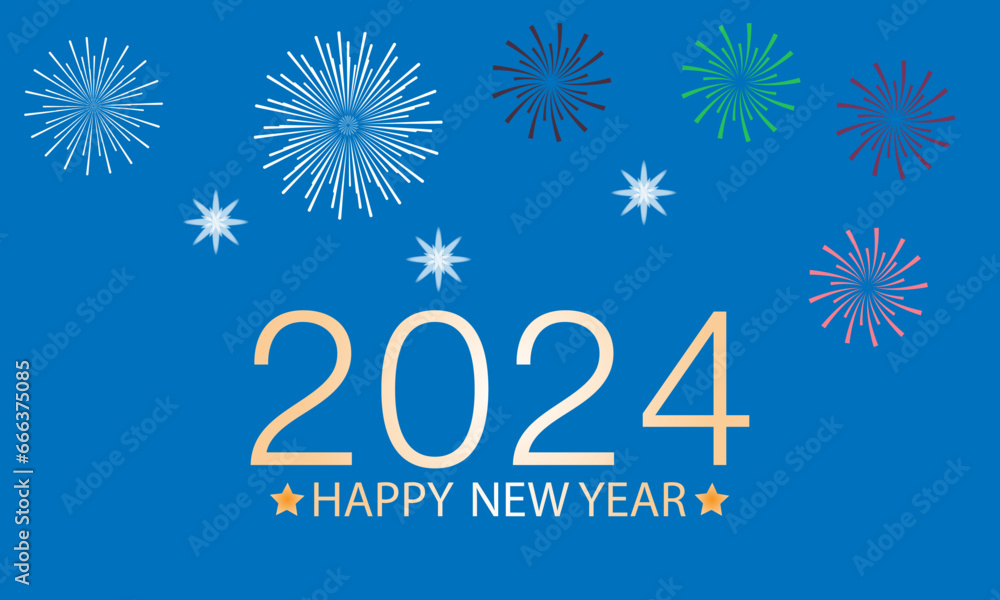 New Year's Eve 2024 Countdown Celebration and Party Concept with Fireworks, Champagne, and Festive Fun. Holiday greeting card, background, banner, card, poster design.